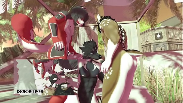 3d furry beach gay threesome