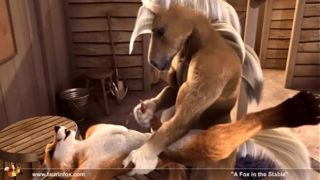 Horse penetrating fox deep anal furry yiff