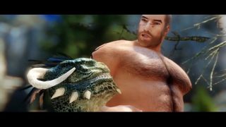 Human bear sex with giant Lizard 3d animation
