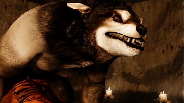 Werewolf fucks a tiger in his cave